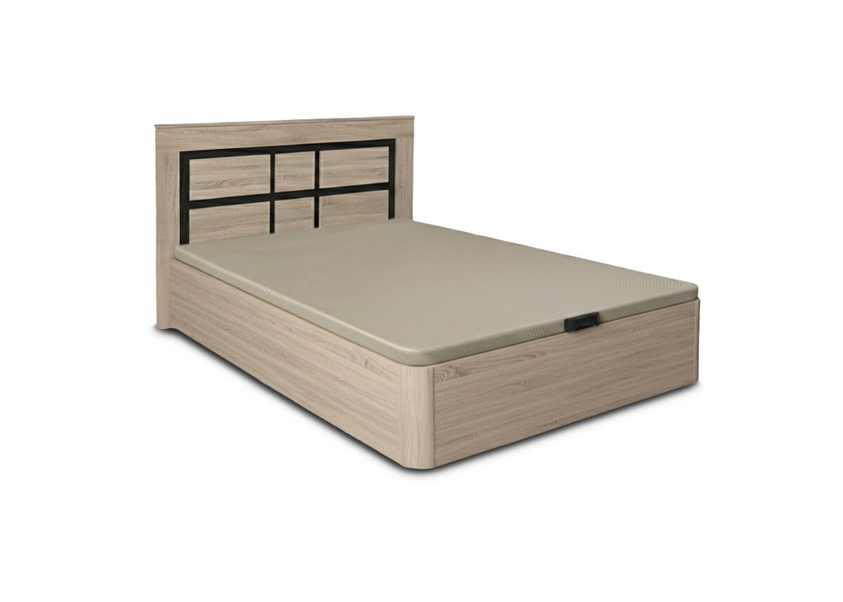 Conjunto de cama dobrável com arrumação cambria de 135 cm + cabeceira kiara em cambria e grafite