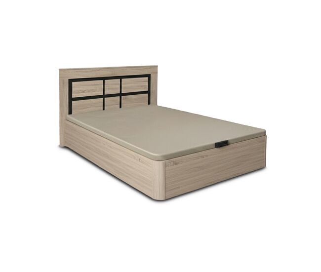 Conjunto de cama dobrável com arrumação cambria de 135 cm + cabeceira kiara em cambria e grafite