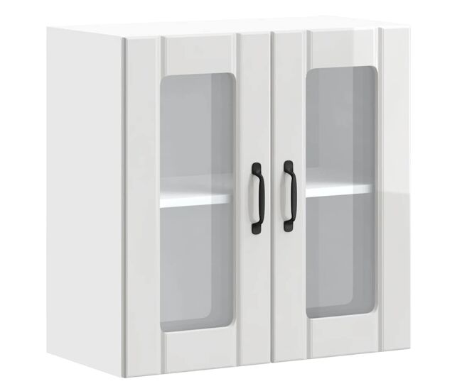 Armário parede de cozinha - cozinha modular porta vidro branco brilhante