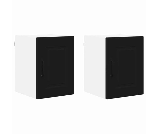 Lote de 2 armários de cozinha suspendidos - cozinha modular colgantes preto 30 x 31 x 40 cm