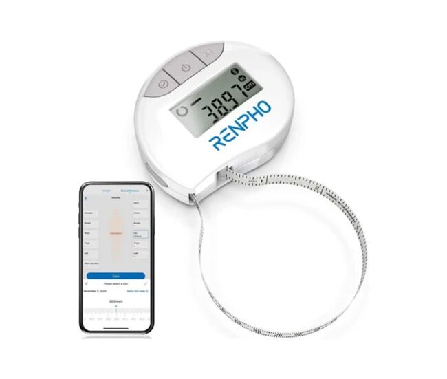 Renpho fita métrica inteligente bluetooth bmf01 com ecrã lcd e app, pilhas incluídas