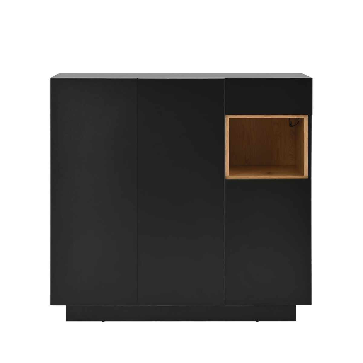 Sapateira 105x39,5x100,5 cm - 1 gaveta, prateleiras ajustáveis - preto e natural