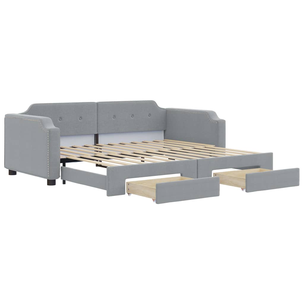 Sofá-cama, sofá conversível c/ gavetão e gavetas 80x200 cm tecido cinzento-claro