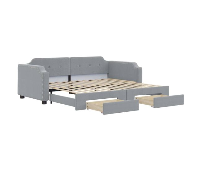 Sofá-cama, sofá conversível c/ gavetão e gavetas 80x200 cm tecido cinzento-claro