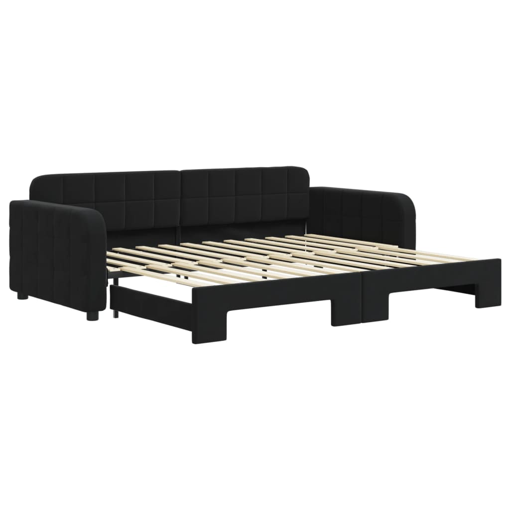 Sofá-cama, sofá conversível com gavetão 90x200 cm veludo preto