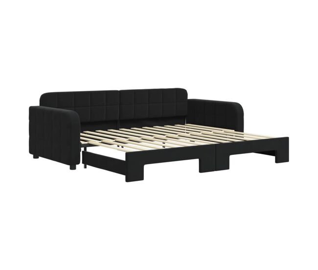 Sofá-cama, sofá conversível com gavetão 90x200 cm veludo preto