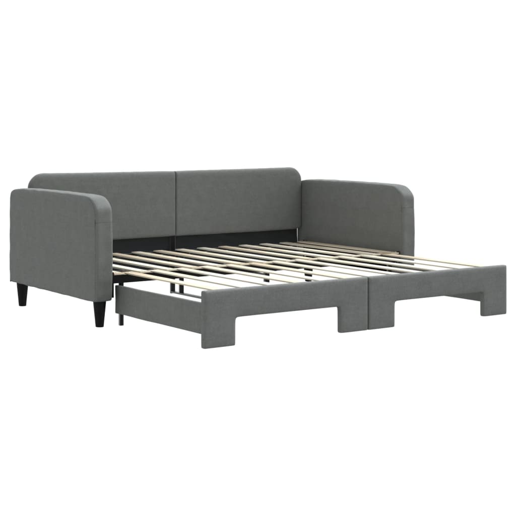 Sofá-cama, sofá conversível com gavetão 100x200 cm tecido cinzento-escuro