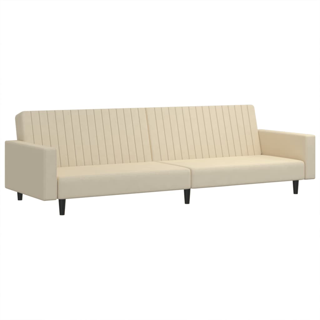 Sofá-cama, sofá conversível de 2 lugares veludo cor creme