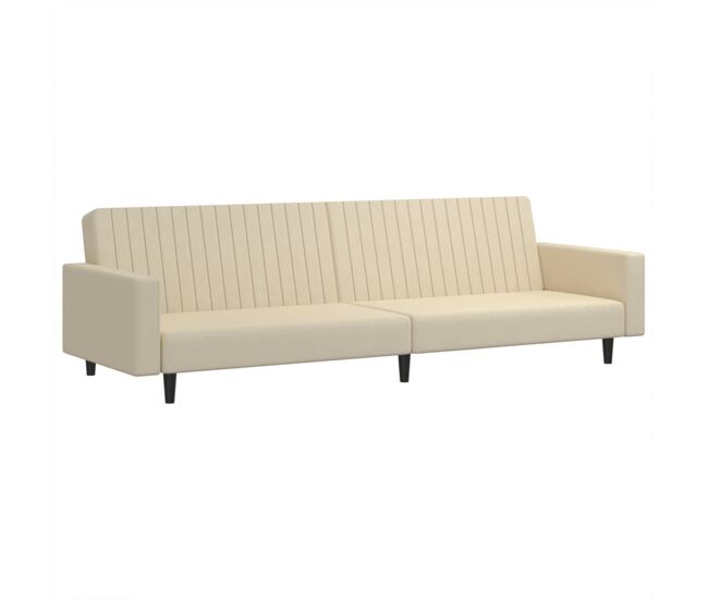 Sofá-cama, sofá conversível de 2 lugares veludo cor creme