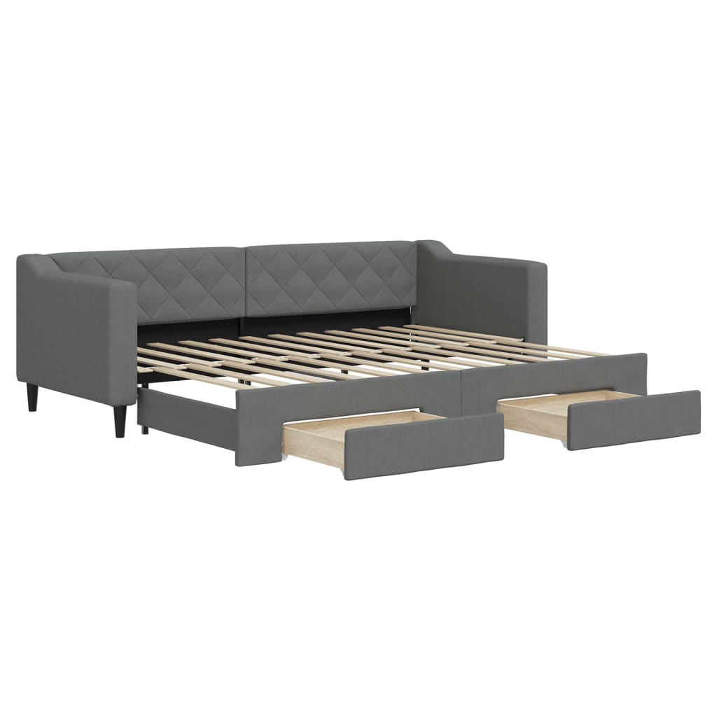Sofá-cama, sofá conversível c/ gavetão e gavetas 80x200 cm tecido cinzento-escuro