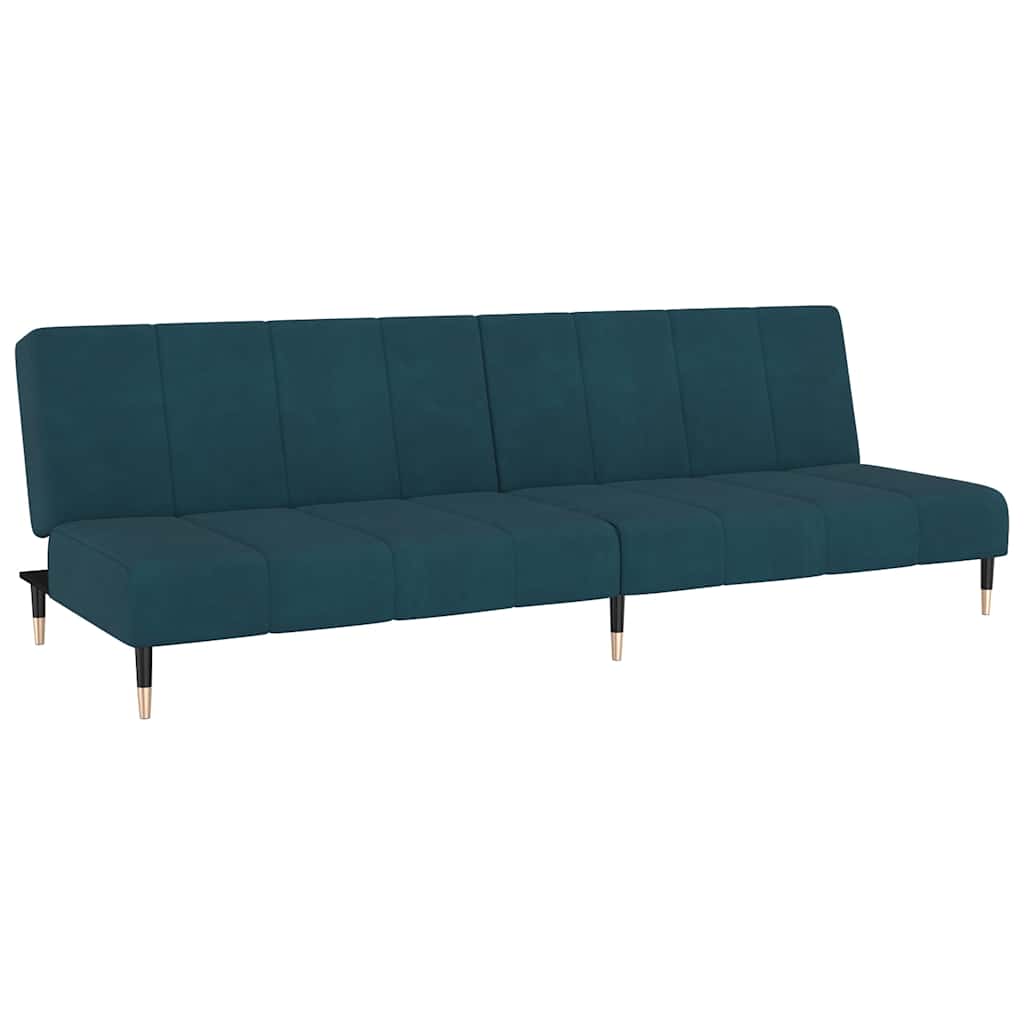Sofá-cama, sofá conversível de 2 lugares veludo azul