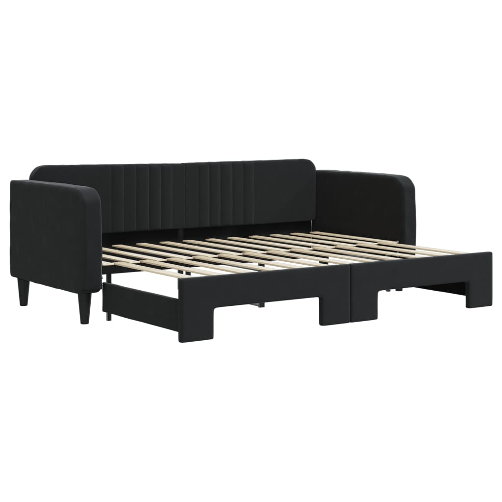 Sofá-cama, sofá conversível com gavetão 80x200 cm veludo preto