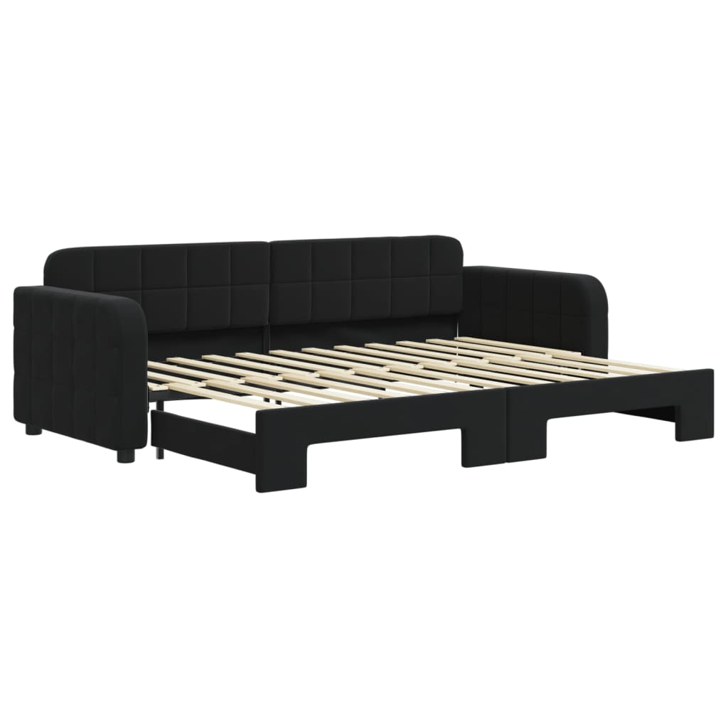 Sofá-cama, sofá conversível com gavetão 80x200 cm veludo preto
