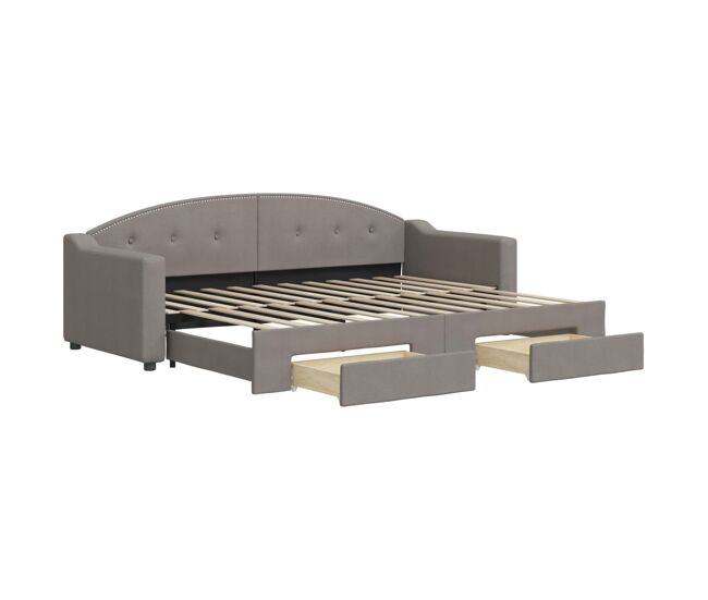 Sofá-cama, sofá conversível c/ gavetão/gavetas 80x200 cm tecido cinza-acastanhado