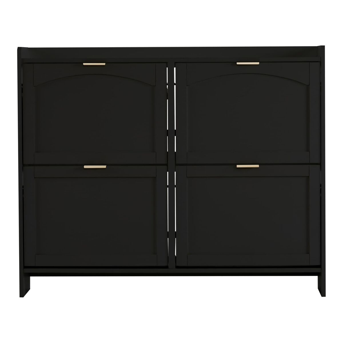 Sapateira moderna 110x90x24 cm - 4 compartimentos, prateleira livre, prateleiras abertas - preto