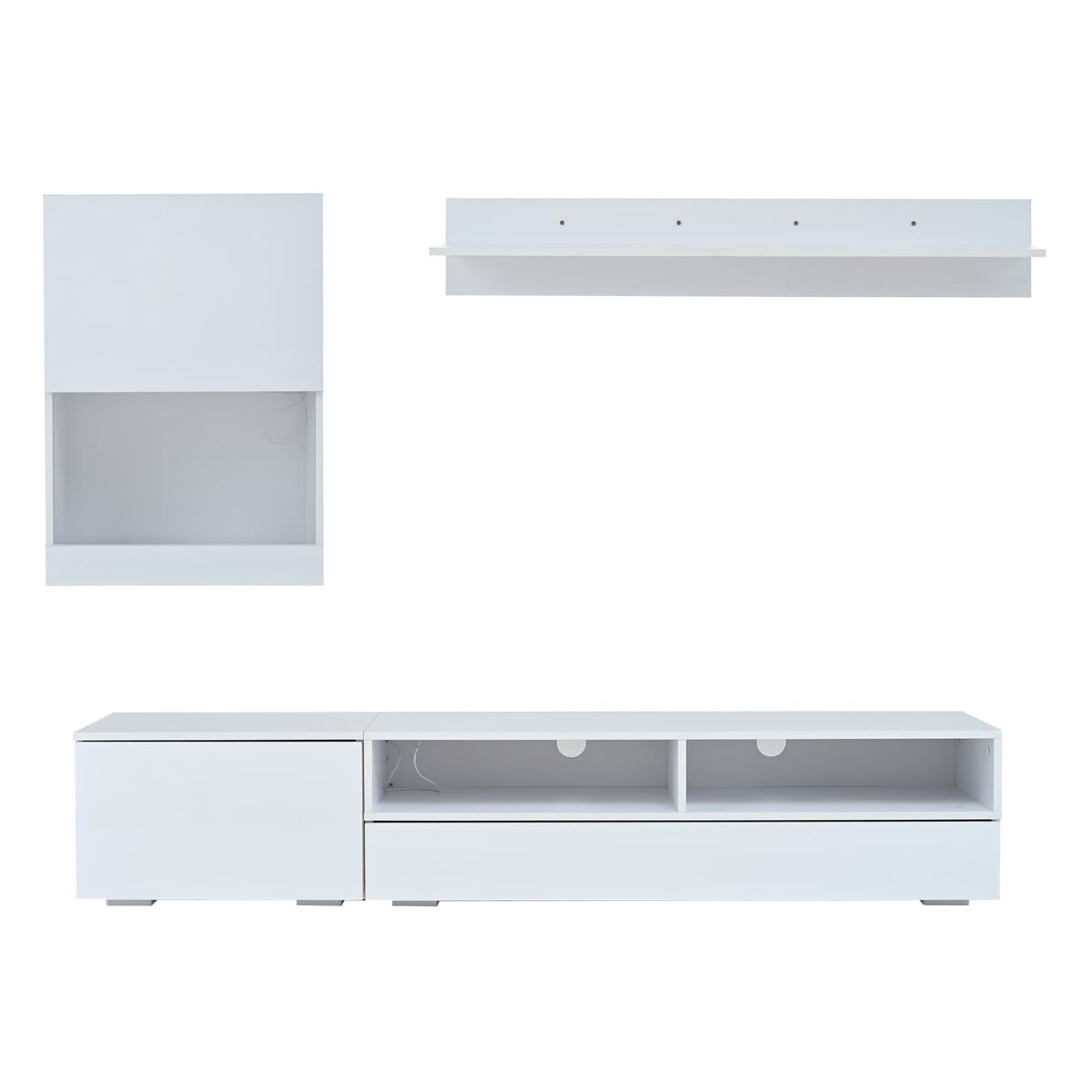 Conjunto de móveis para tv 175x39x34 cm - conjunto completo com led, hochglanz, para tvs de até 80", branco