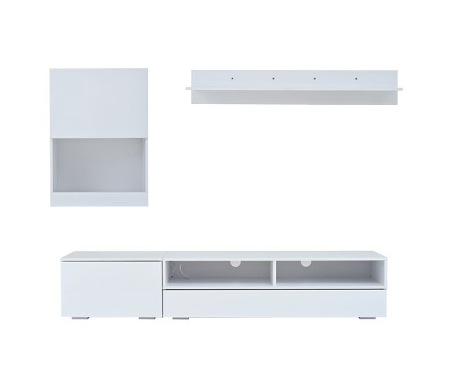 Conjunto de móveis para tv 175x39x34 cm - conjunto completo com led, hochglanz, para tvs de até 80", branco