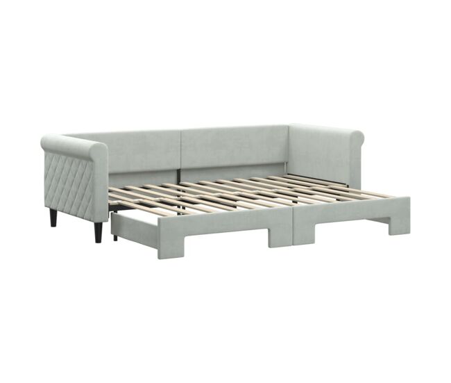Sofá-cama, sofá conversível com gavetão 80x200 cm veludo cinzento-claro