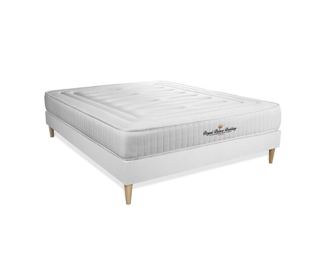 Pack sommier em kit branco com colchão lancaster 160x195cm - altura : 22 cm - molas ensacadas e viscoelástico - firmeza : alta com 3 zona de firmeza