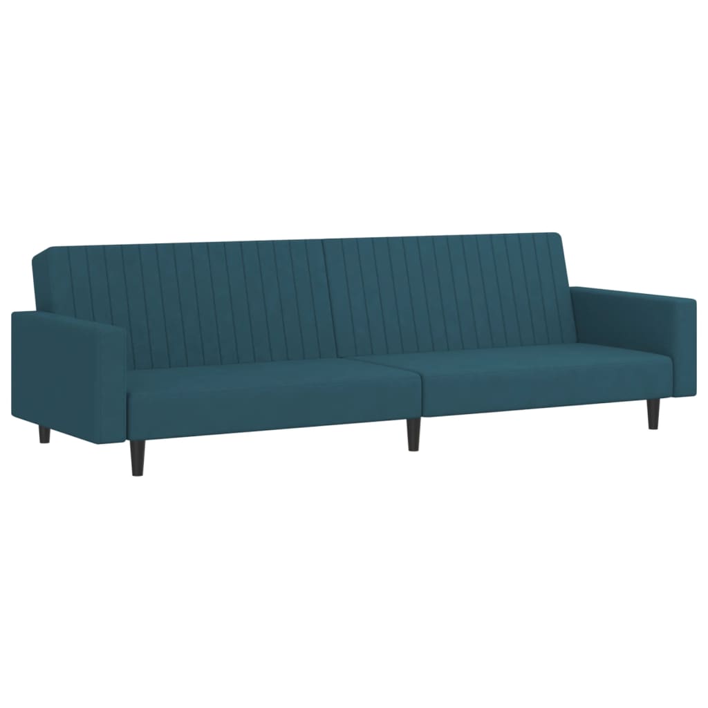 Sofá-cama, sofá conversível de 2 lugares veludo azul