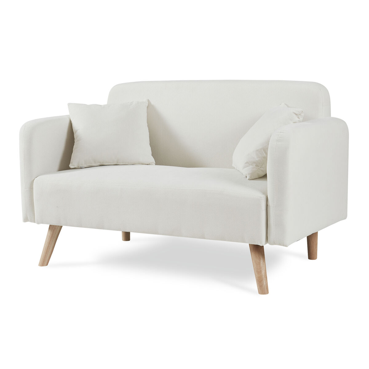 Sofá de 2 lugares midt de cordão madeira 132x70x81 cm - bege [en.casa]