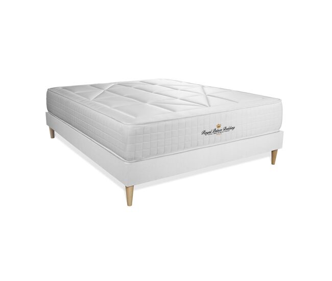 Conjunto de estrado branco + colchão royal palace bedding windsor (120x190 cm - viscoelástica y molas ensacadas- altura: 26 cm)