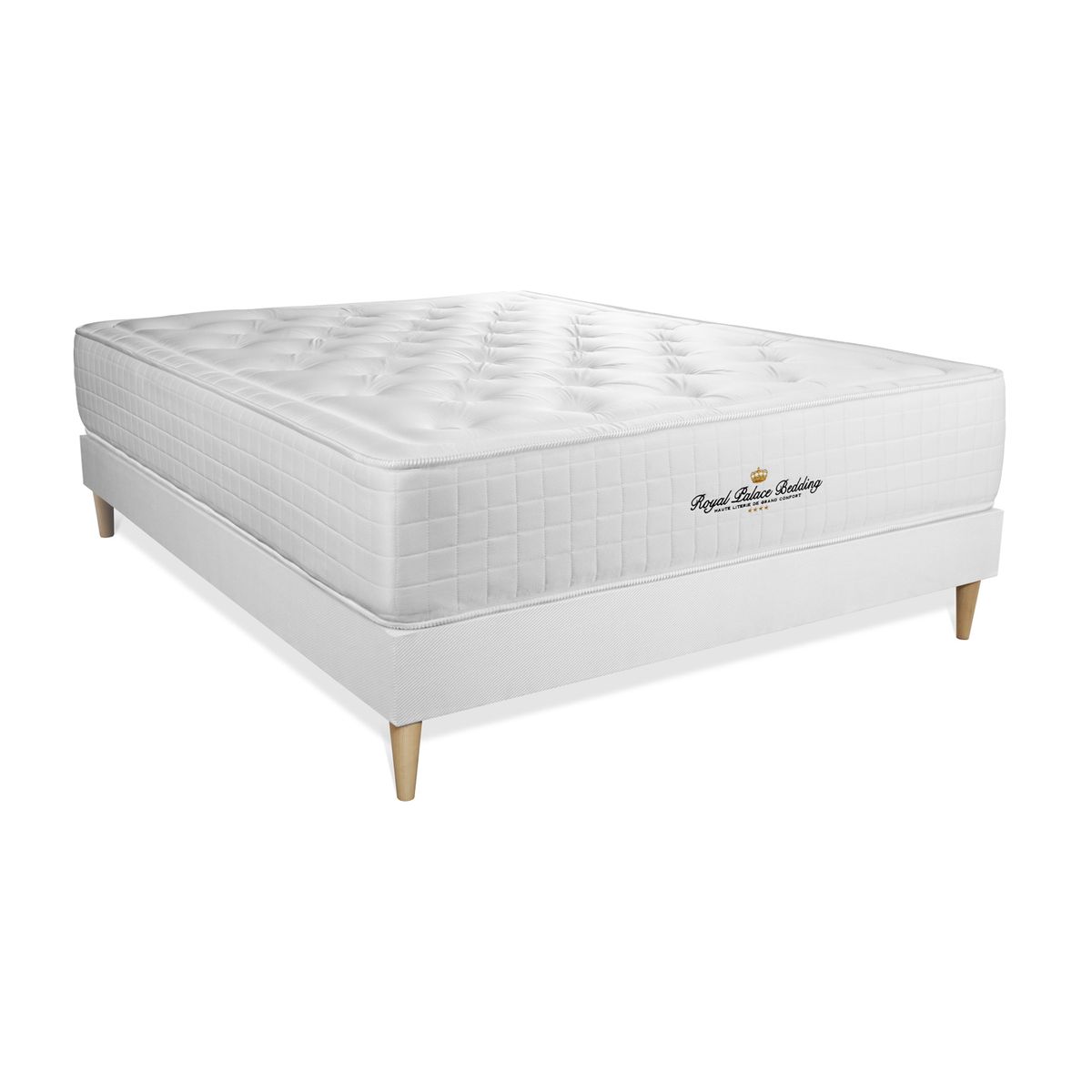 Conjunto de estrado branco + colchão royal palace bedding buckingham (180x220 cm - espuma viscoelástica- altura: 30 cm)