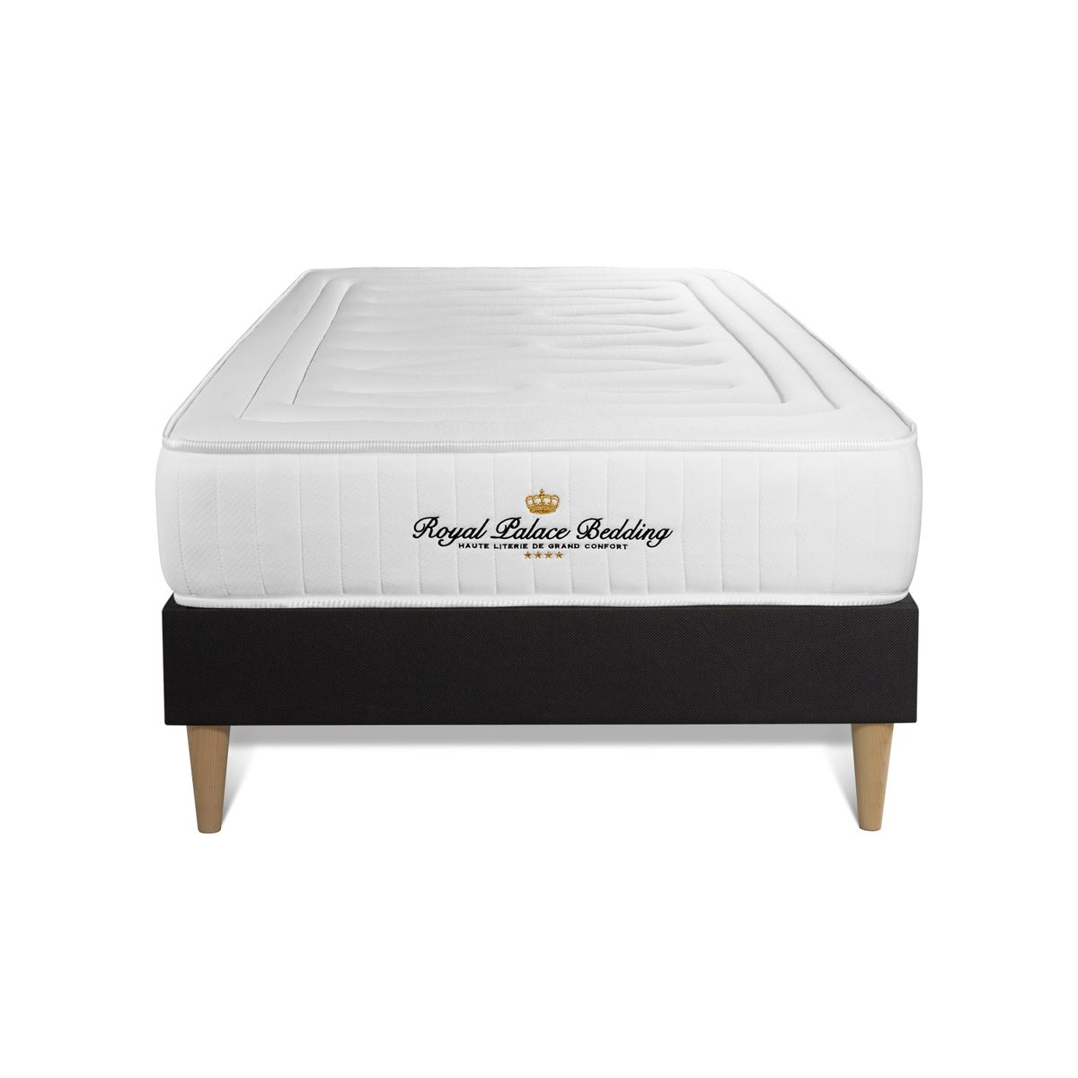 Conjunto de estrado preto + colchão royal palace bedding nottingham (90x200 cm - espuma viscoelástica- altura: 20 cm)