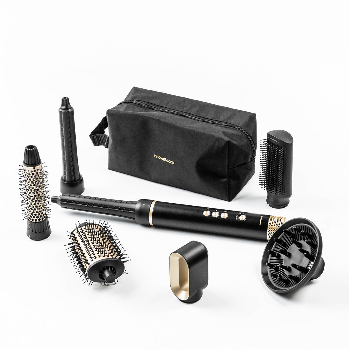 Brosse sèche-cheveux et lissante multifonctionnelle ionique avec technologie Coanda et 7 accessoires Wavify Innovagoods