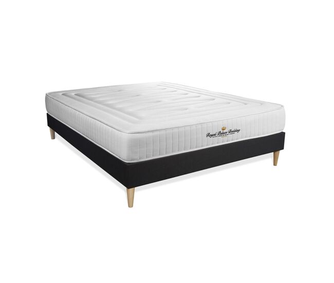 Pack sommier em kit preto com colchão lancaster 140x220cm - altura : 22 cm - molas ensacadas e viscoelástico - firmeza : alta com 3 zona de firmeza