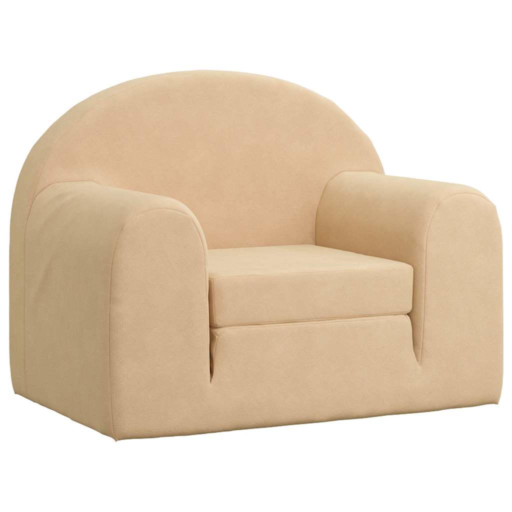 Sofá-cama infantil peluche macio creme
