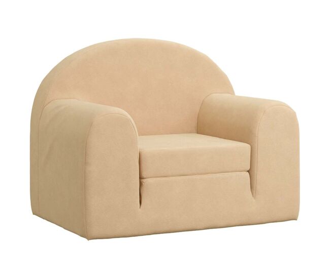 Sofá-cama infantil peluche macio creme