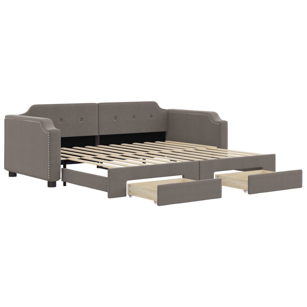 Sofá-cama, sofá conversível c/ gavetão/gavetas 100x200cm tecido cinza-acastanhado