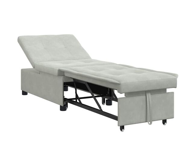 Sofá-cama, sofá conversível cinzento-claro 67 x 194 x 38 cm veludo