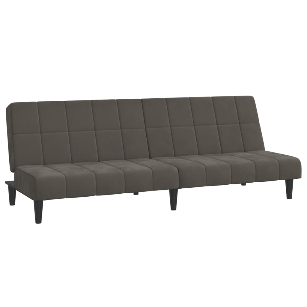 Sofá-cama, sofá conversível de 2 lugares veludo cinzento-escuro