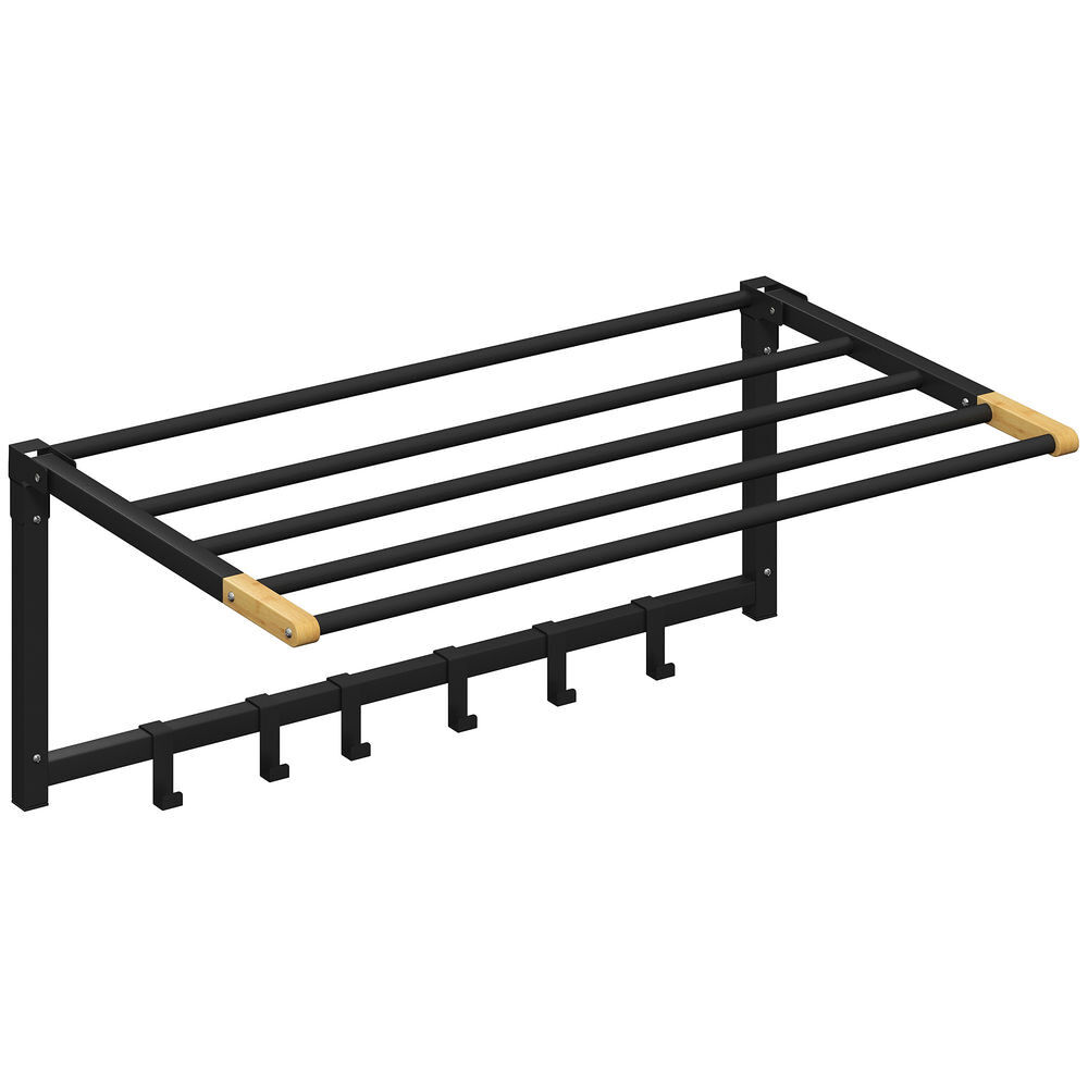 Toalheiro de Parede Metal, Bambu HOMCOM, casa - casa de banho