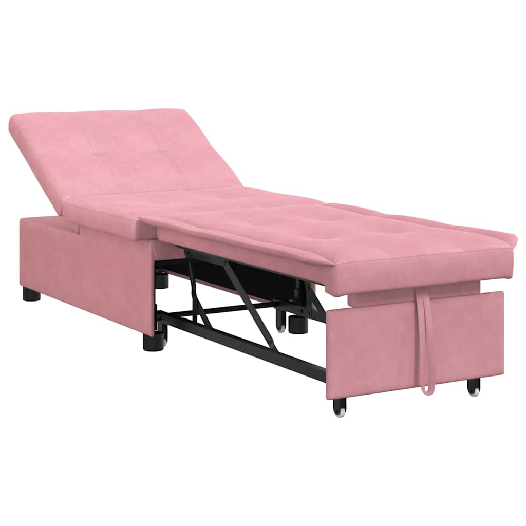 Sofá-cama, sofá conversível rosa 67 x 194 x 38 cm veludo