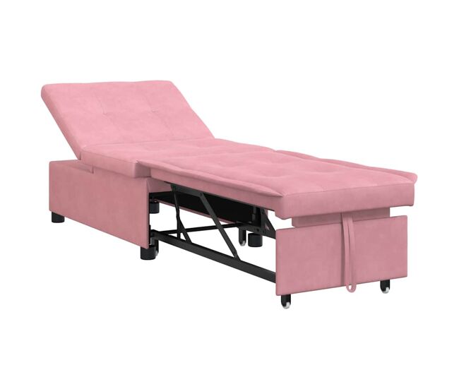 Sofá-cama, sofá conversível rosa 67 x 194 x 38 cm veludo