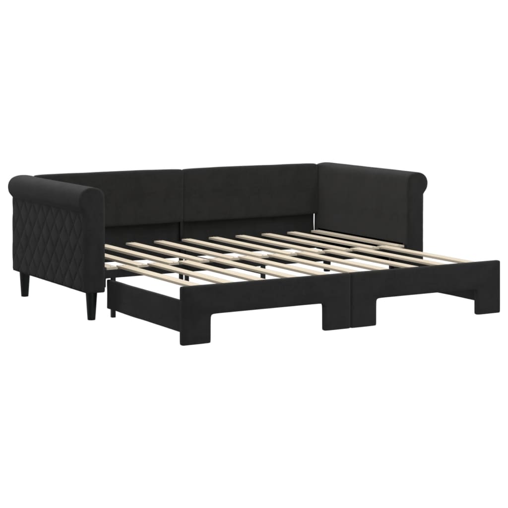 Sofá-cama, sofá conversível com gavetão 90x190 cm veludo preto