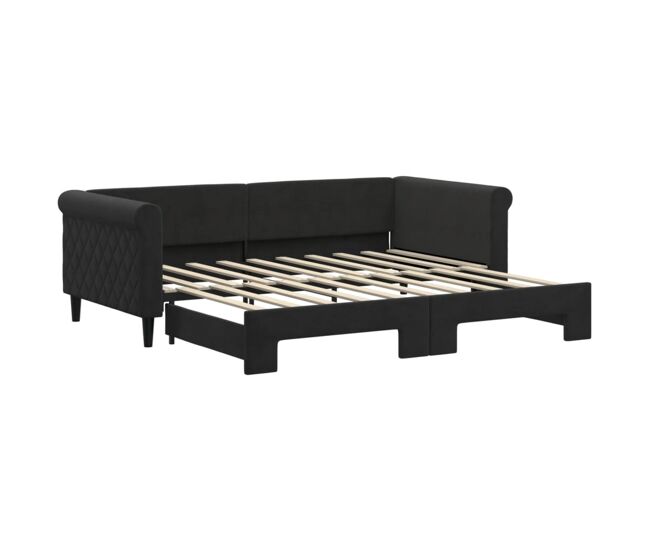 Sofá-cama, sofá conversível com gavetão 90x190 cm veludo preto