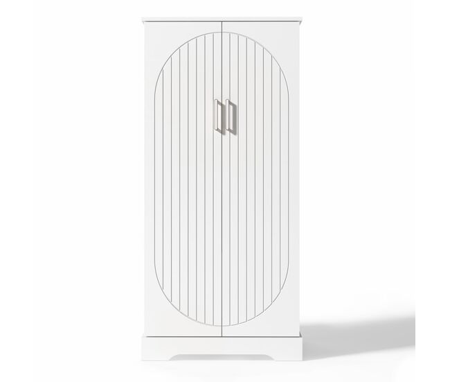 Aparador 60x35x128 cm - multifuncional com luz led, prateleiras ajustáveis, portas duplas - branco