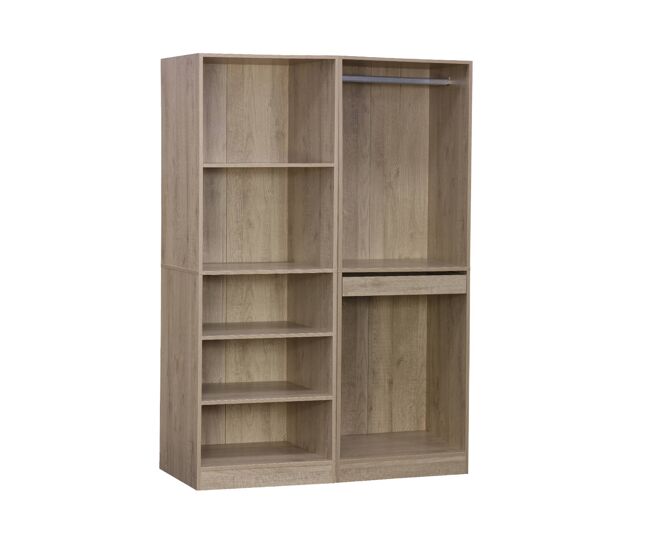 Kit de roupeiro modular com 2 elementos, modulo, natural, 120x45x180 cm