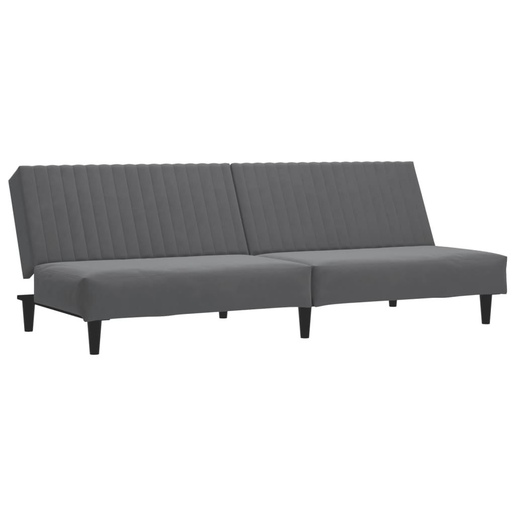 Sofá-cama, sofá conversível de 2 lugares veludo cinzento-escuro