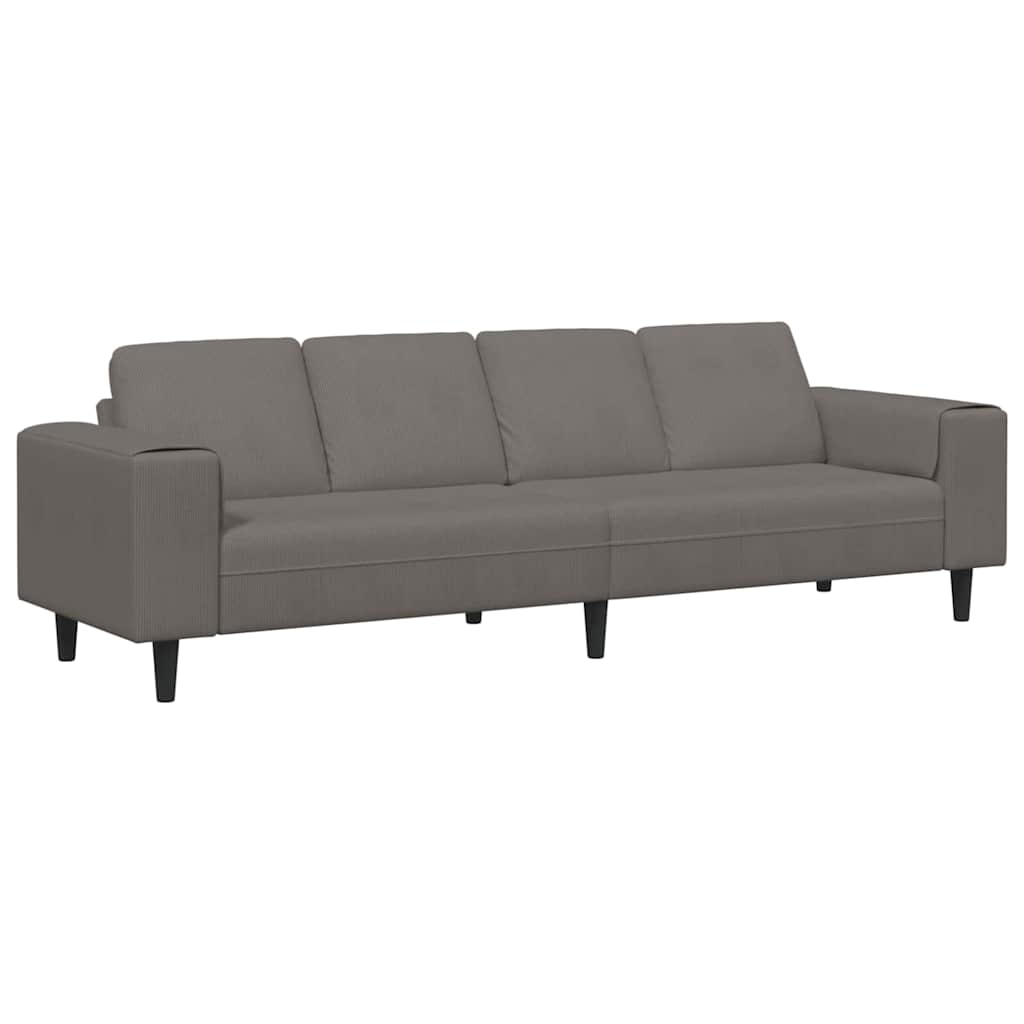 Sofá de tecido cinzento-claro 208 cm tecido de veludo côtelé