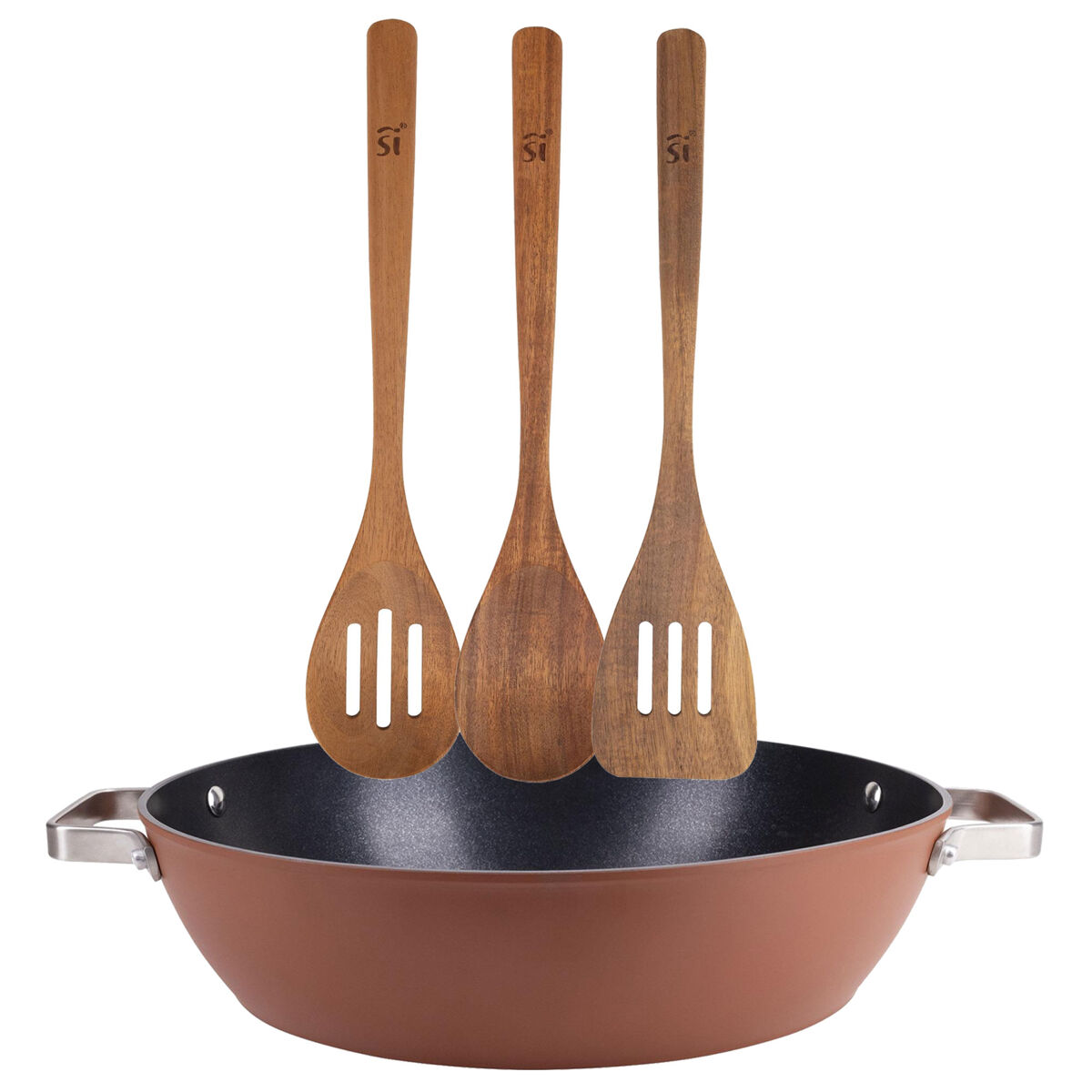 Conjunto de formas para bolo ø32x8cm em alumínio forjado + 3 utensílios de cozinha em madeira agros san ignacio