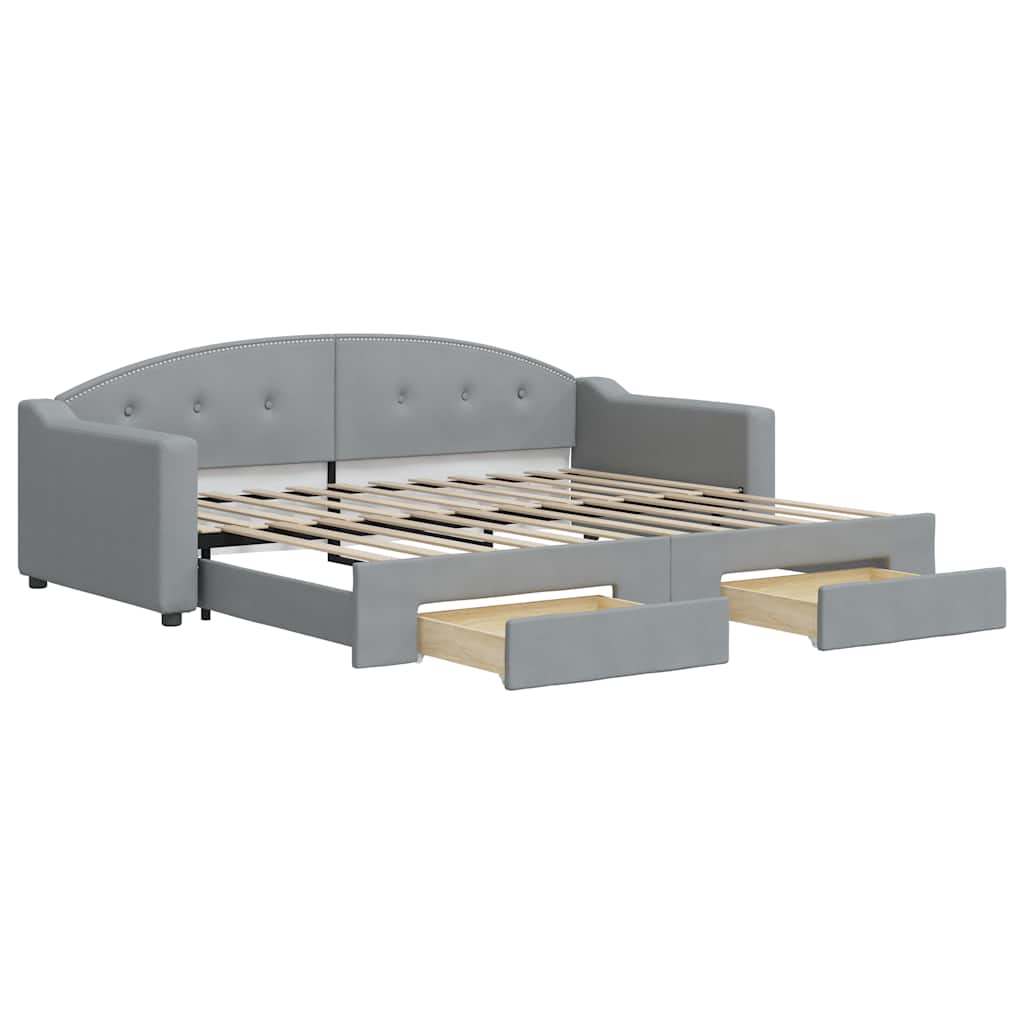 Sofá-cama, sofá conversível c/ gavetão e gavetas 90x200 cm tecido cinzento-claro