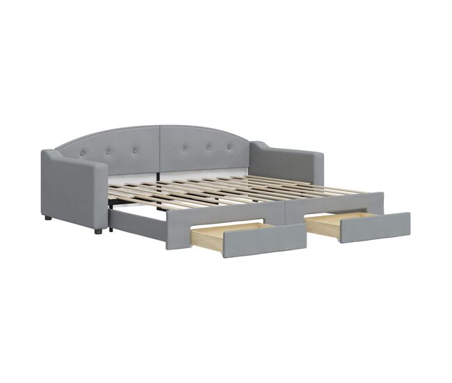 Sofá-cama, sofá conversível c/ gavetão e gavetas 90x200 cm tecido cinzento-claro