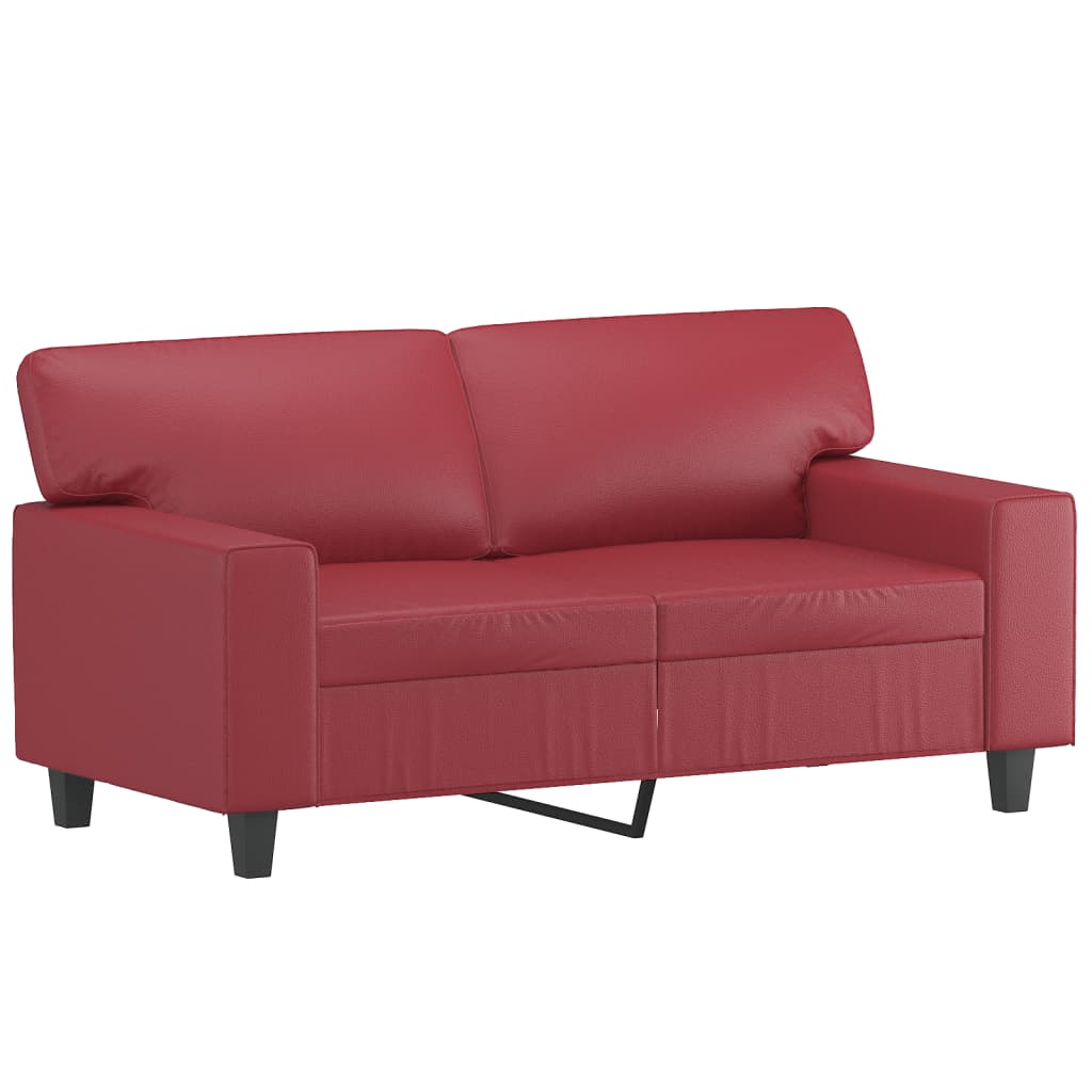 Sofá de 2 lugares - sofá fixo 120 cm couro artificial vermelho tinto