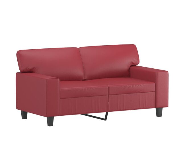 Sofá de 2 lugares - sofá fixo 120 cm couro artificial vermelho tinto