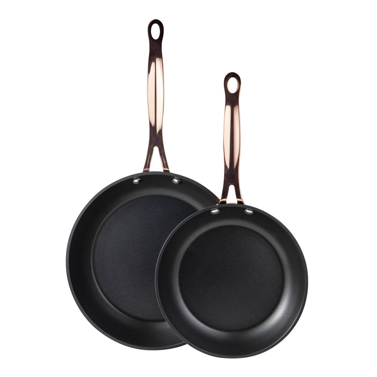 Conjunto de 2 frigideiras ø20ø24cm em alumínio forjado preto fosco com detalhes em cobre bergner